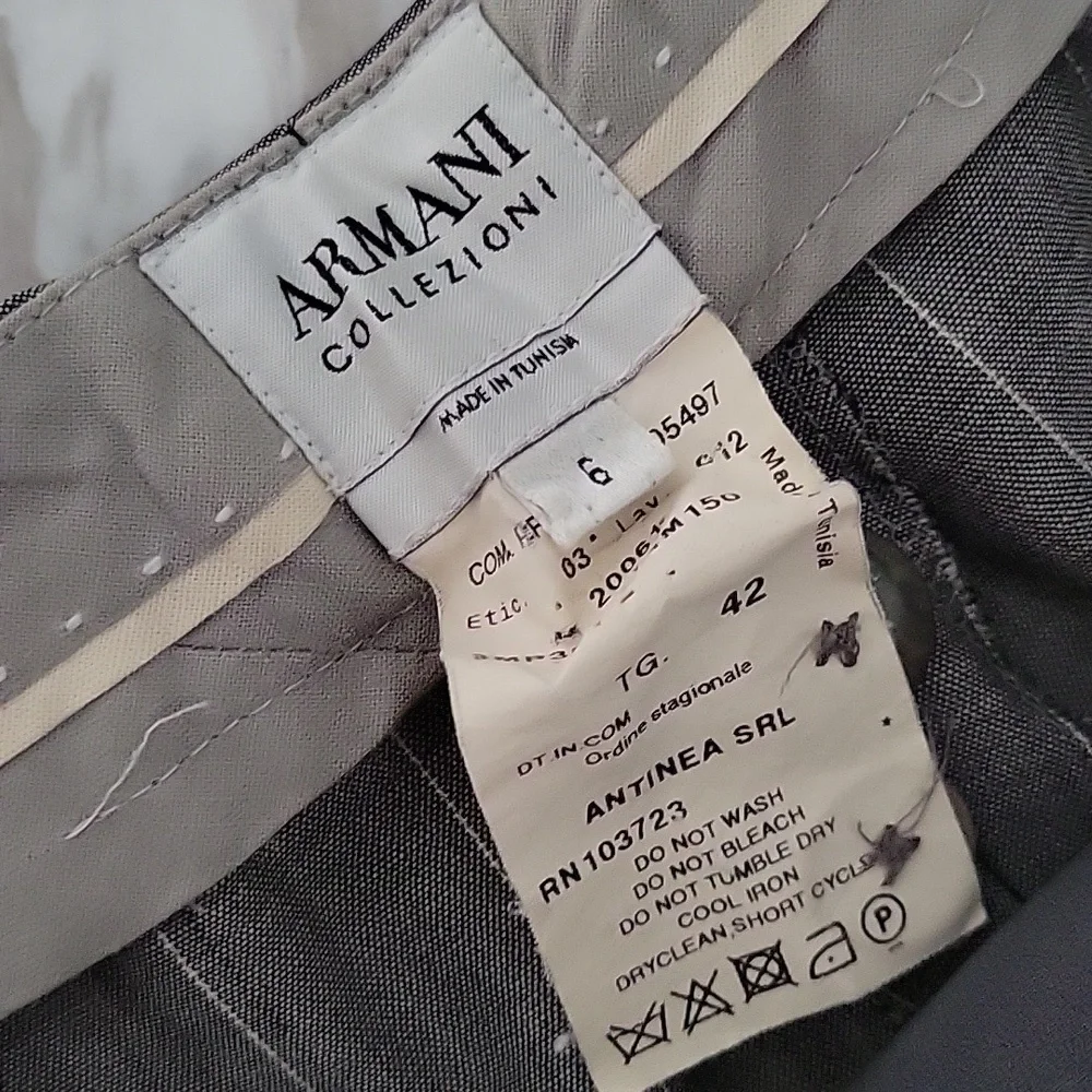 Armani Collezioni Gray Pinstripe Trousers - Picture 6 of 11